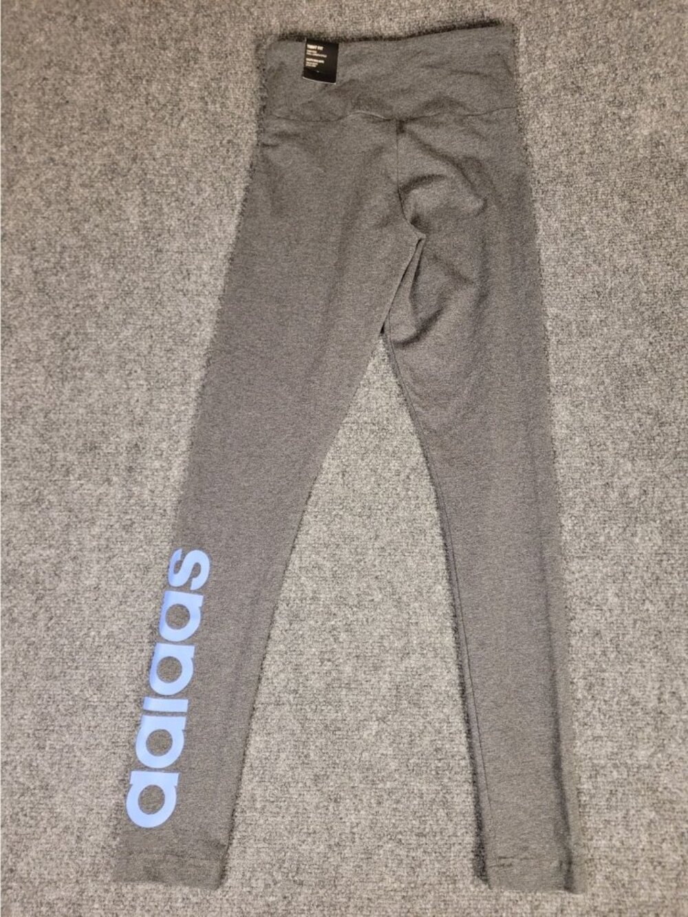 NWT Adidas High-Waisted Logo Leggings Women's XS Dark Grey Heather/Blue Fusion - Picture 3 of 7